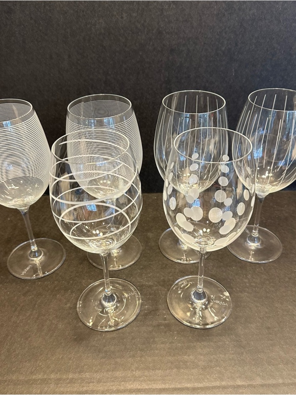 Mikasa Cheers Red Wine Glass Pair Pick Horizontal Vertical or Spiral & Dot Set